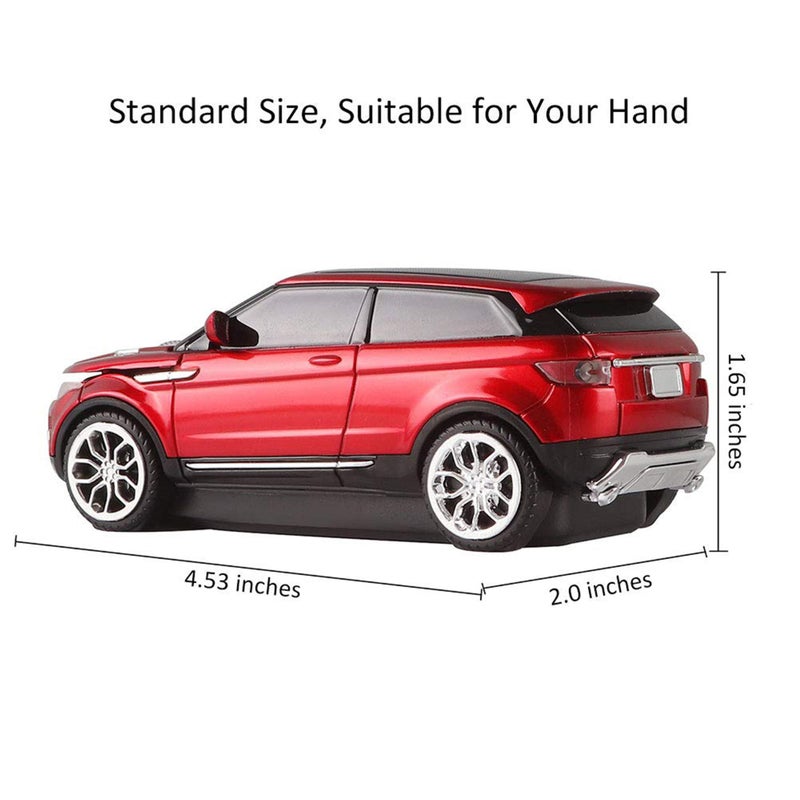 CHUYI Cool SUV Car Shaped Wireless Mouse 1600 DPI Optical Cordless Mice with USB Receiver for Office School Travel for PC Computer Laptop Gift (Red-1 Pack) - Image 3